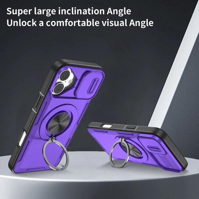 Red Warrior 2-in-1 Magnetic Sliding Lens Case Purple for iPhone 16 – product detail