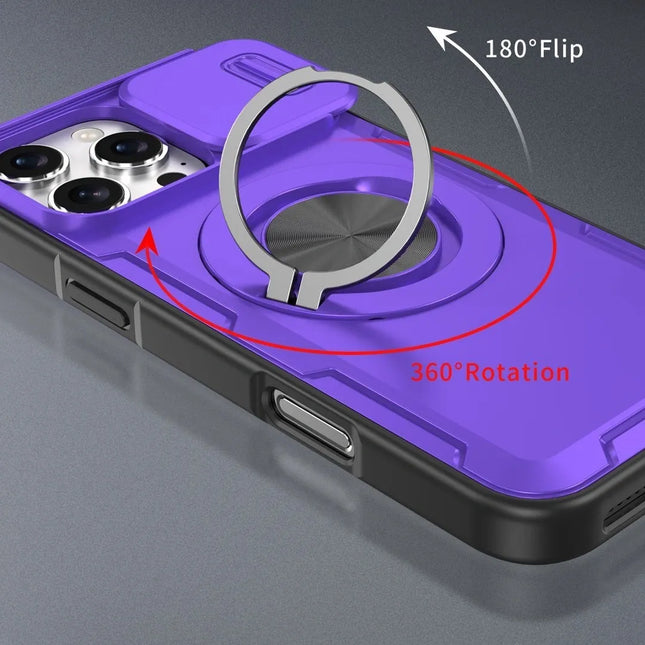 2-in-1 Magnetic Sliding Lens Case Purple for iPhone 16 Pro Max – product detail