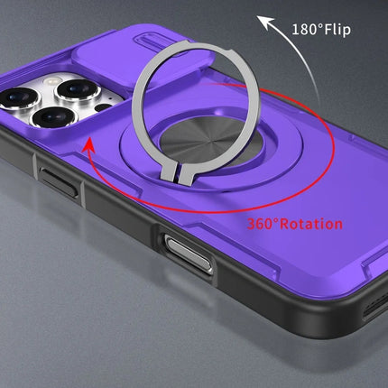 2-in-1 Magnetic Sliding Lens Case, Purple for iPhone 16 Pro