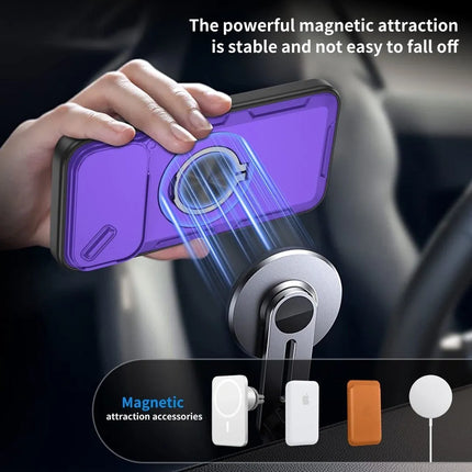 2-in-1 Magnetic Sliding Lens Case, Purple for iPhone 17 Pro Max
