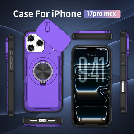 2-in-1 Magnetic Sliding Lens Case, Purple for iPhone 17 Pro Max
