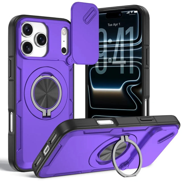 2-in-1 Magnetic Sliding Lens Case Purple for iPhone 17 Pro V1293-MCHZS-17PRO