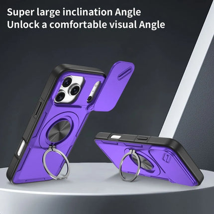 2-in-1 Magnetic Sliding Lens Case, Purple for iPhone 17 Pro