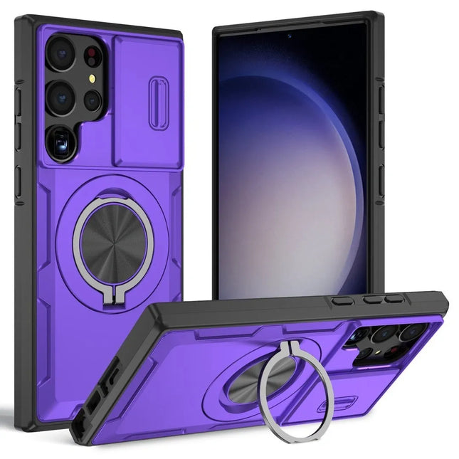 2-in-1 Magnetic Sliding Lens Case Purple for Samsung S23Ultra V1293-MCHZS-23U