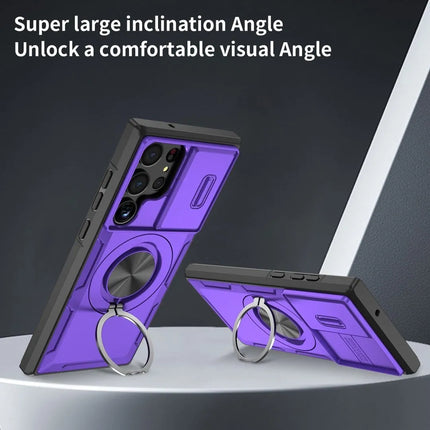 2-in-1 Magnetic Sliding Lens Case, Purple for Samsung S23Ultra