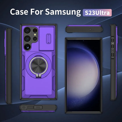 2-in-1 Magnetic Sliding Lens Case, Purple for Samsung S23Ultra
