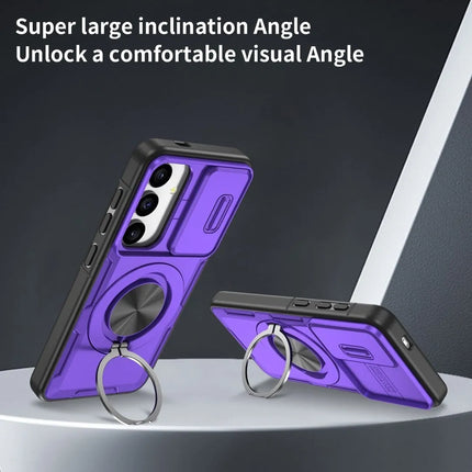 2-in-1 Magnetic Sliding Lens Case, Purple for Samsung S24
