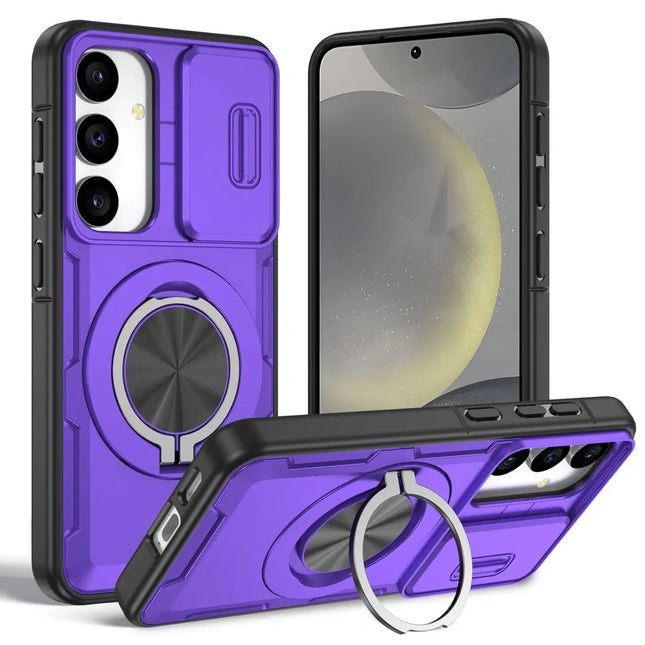 2-in-1 Magnetic Sliding Lens Case Purple for Samsung S25 V1293-MCHZS-25