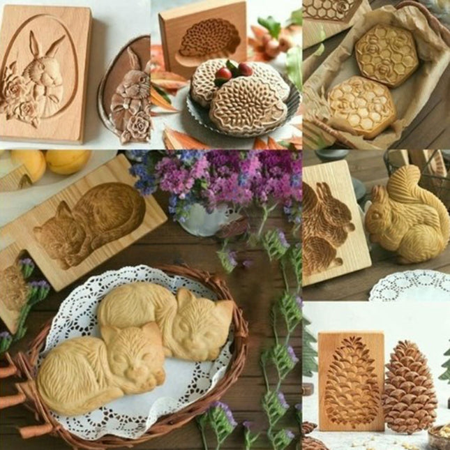 Cookie Embossing Molds Wooden Cookie Molds Biscuit Press Stamp Mold Baking Tools – product detail