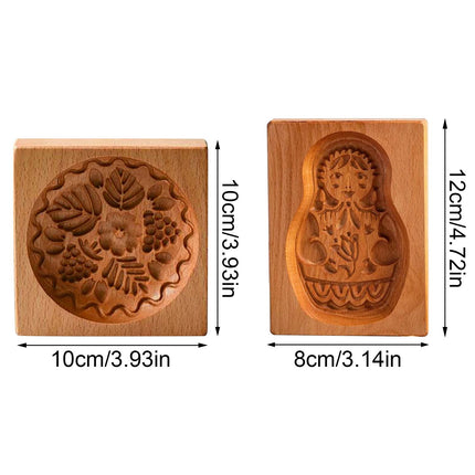 Wooden Cookie Cutter Baking Mold Carved Biscuit Cutter Embossing Mold Cookie Presses Stamps Gingerbread Cookie Mold for Cookies DIY Handmade Biscuits