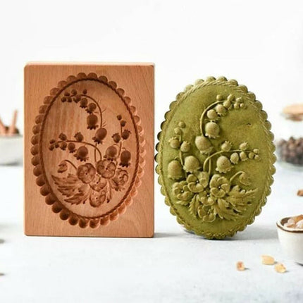 Wooden Cookie Cutter Baking Mold Carved Biscuit Cutter Embossing Mold Cookie Presses Stamps Gingerbread Cookie Mold for Cookies DIY Handmade Biscuits