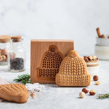 Wooden Cookie Cutter Baking Mold Carved Biscuit Cutter Embossing Mold Cookie Presses Stamps Gingerbread Cookie Mold for Cookies DIY Handmade Biscuits