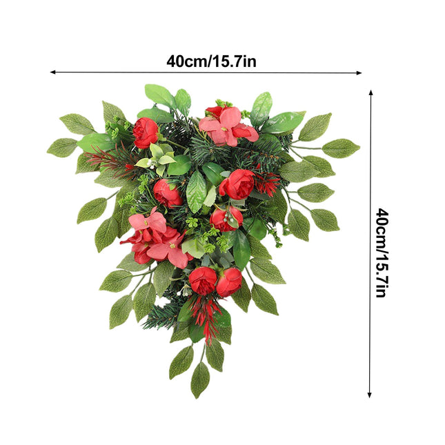 Red Tea Bud Hydrangea Upside down Tree PVC Green Plant Door Hanging Home Decoration – product detail