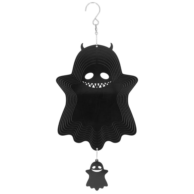 Ghost Wind Chimes Stainless Steel Wind Bell 3D Ghost Wind Spinners Halloween Ornament for Garden Yard