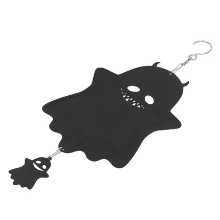 Ghost Wind Chimes Stainless Steel Wind Bell 3D Ghost Wind Spinners Halloween Ornament for Garden Yard Decoration 35x15cm