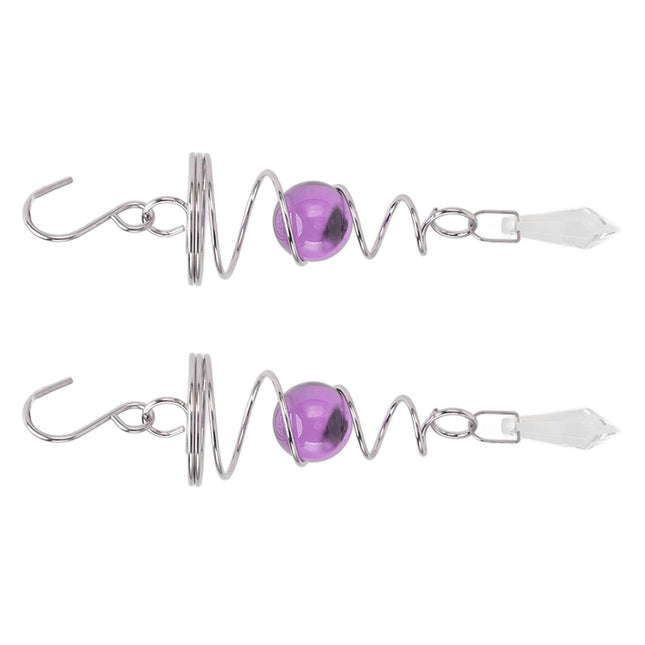 2Pcs Gazing Ball Spiral Tail Wind Spinner Stabilizer Stainless Steel Spiral Wind Chimes for Outside Purple – product detail