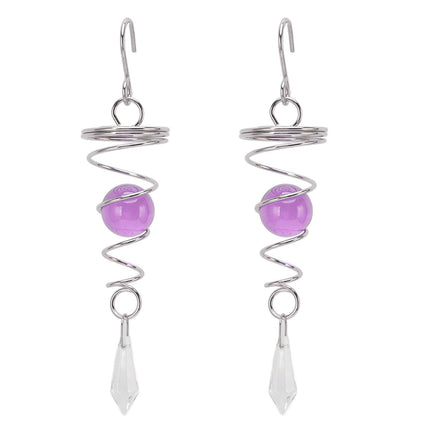 2Pcs Gazing Ball Spiral Tail Wind Spinner Stabilizer Stainless Steel Spiral Wind Chimes for Outside Purple