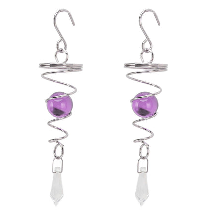 2Pcs Gazing Ball Spiral Tail Wind Spinner Stabilizer Stainless Steel Spiral Wind Chimes for Outside Purple