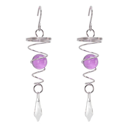 2Pcs Gazing Ball Spiral Tail Wind Spinner Stabilizer Stainless Steel Spiral Wind Chimes for Outside Purple