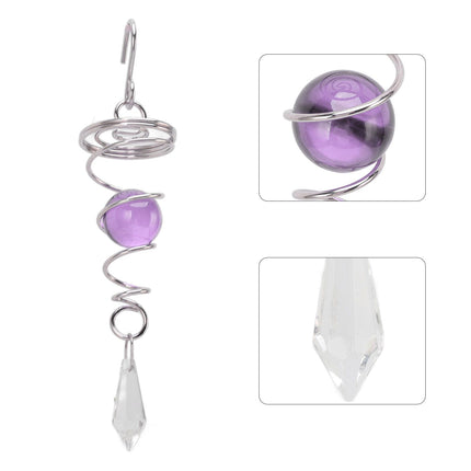 2Pcs Gazing Ball Spiral Tail Wind Spinner Stabilizer Stainless Steel Spiral Wind Chimes for Outside Purple