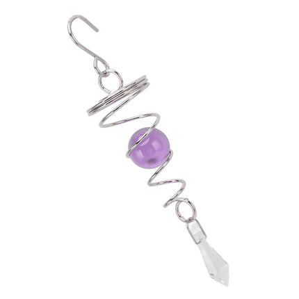 2Pcs Gazing Ball Spiral Tail Wind Spinner Stabilizer Stainless Steel Spiral Wind Chimes for Outside Purple