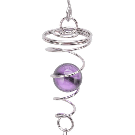 2Pcs Gazing Ball Spiral Tail Wind Spinner Stabilizer Stainless Steel Spiral Wind Chimes for Outside Purple