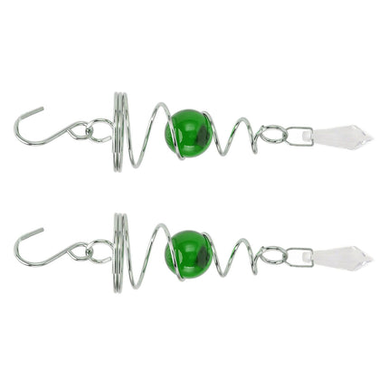 2Pcs Gazing Ball Spiral Tail Wind Spinner Stabilizer Stainless Steel Spiral Wind Chimes for Outside Green