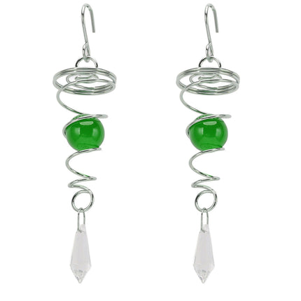 2Pcs Gazing Ball Spiral Tail Wind Spinner Stabilizer Stainless Steel Spiral Wind Chimes for Outside Green