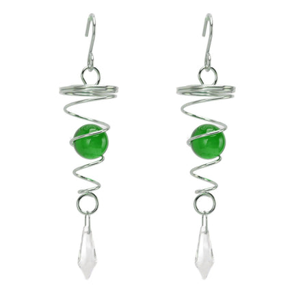 2Pcs Gazing Ball Spiral Tail Wind Spinner Stabilizer Stainless Steel Spiral Wind Chimes for Outside Green