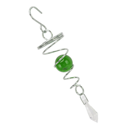 2Pcs Gazing Ball Spiral Tail Wind Spinner Stabilizer Stainless Steel Spiral Wind Chimes for Outside Green
