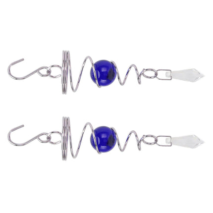 2Pcs Gazing Ball Spiral Tail Wind Spinner Stabilizer Stainless Steel Spiral Wind Chimes for Outside Blue
