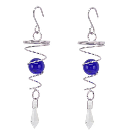 2Pcs Gazing Ball Spiral Tail Wind Spinner Stabilizer Stainless Steel Spiral Wind Chimes for Outside Blue