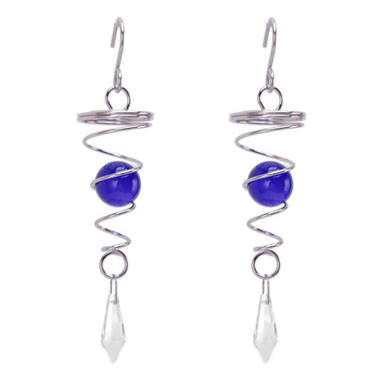 2Pcs Gazing Ball Spiral Tail Wind Spinner Stabilizer Stainless Steel Spiral Wind Chimes for Outside Blue