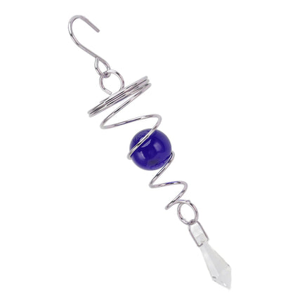 2Pcs Gazing Ball Spiral Tail Wind Spinner Stabilizer Stainless Steel Spiral Wind Chimes for Outside Blue