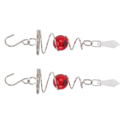2Pcs Gazing Ball Spiral Tail Wind Spinner Stabilizer Stainless Steel Spiral Wind Chimes for Outside Red