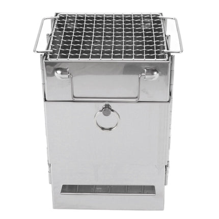 Camping Wood Stove Foldable Stainless Steel Integrated Mini BBQ Grill for Warm Outdoor Picnic
