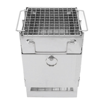 Camping Wood Stove Foldable Stainless Steel Integrated Mini BBQ Grill for Warm Outdoor Picnic