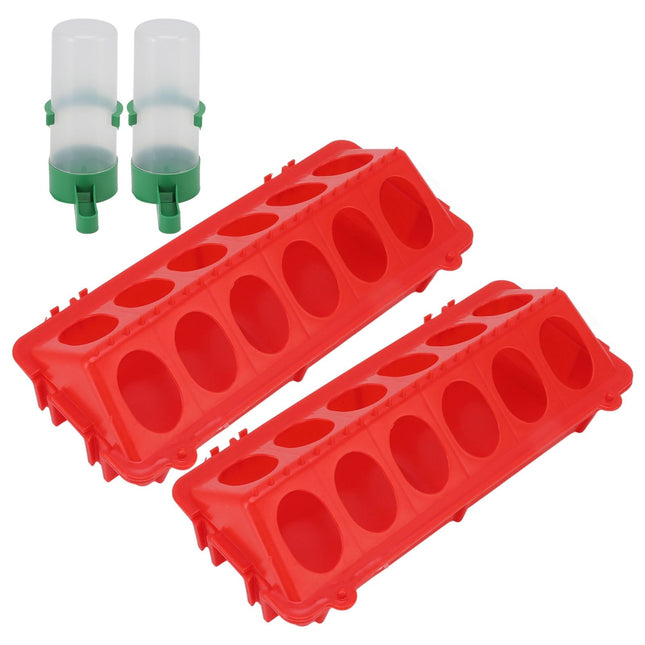 2Set Flip Top Chick Birds Water Feeder PP Chicken Trough Automatic Feeder with Splatter Proof Cover Poultry