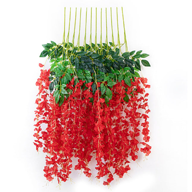 Simulated 6 Leaves Wisteria Decoration Silk Flower Artificial Faux Indoor Vine Wisteria Ornament for Home