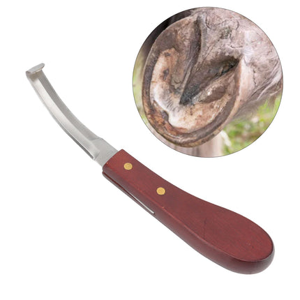 Hoof Knife Razor Stainless Steel Double Sided Blade Ergonomic Wooden Handle Hoof Edge Knife for Horse Hoof Trimming