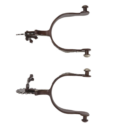 2 PCS Cowboy Horse Spurs Outdoor Garden Retro Spurs Saddlery Equipment with Cow Icon