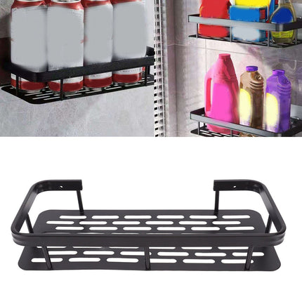 Shower Caddy Single Tier Durable Aluminium Rustproof Sticker Installation Shower Shelf for Bathroom Bedroom Kitchen Black