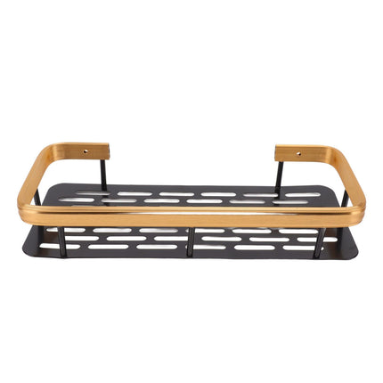 Shower Caddy Single Tier Durable Aluminium Rustproof Sticker Installation Shower Shelf for Bathroom Bedroom Kitchen Black Gold