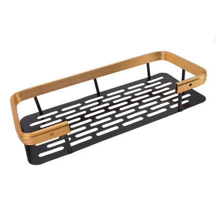 Shower Caddy Single Tier Durable Aluminium Rustproof Sticker Installation Shower Shelf for Bathroom Bedroom Kitchen Black Gold