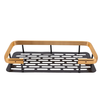 Shower Caddy Single Tier Durable Aluminium Rustproof Sticker Installation Shower Shelf for Bathroom Bedroom Kitchen Black Gold