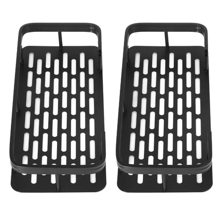 Shower Caddy Double Layer Rectangle Shape Space Saving Aluminum Punching Free Installation Bathroom Supplies for Home Black