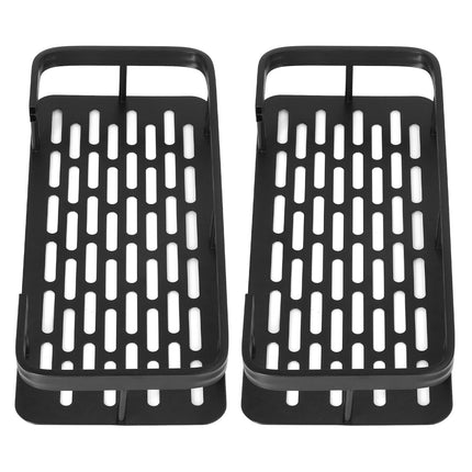 Shower Caddy Double Layer Rectangle Shape Space Saving Aluminum Punching Free Installation Bathroom Supplies for Home Black