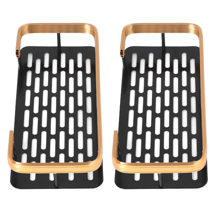 Shower Caddy Double Layer Rectangle Shape Space Saving Aluminum Punching Free Installation Bathroom Supplies for Home Black Gold