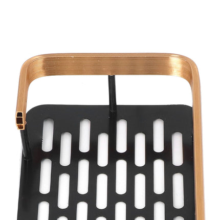 Shower Caddy Double Layer Rectangle Shape Space Saving Aluminum Punching Free Installation Bathroom Supplies for Home Black Gold