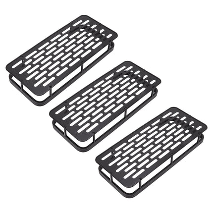Shower Storage Rack 3 Layers Punch Free Rectangle Aluminum Shower Shelf Basket for Home Bathroom Black
